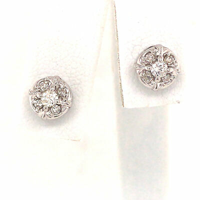 Small Diamond Cluster Earrings White Gold