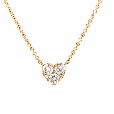 14K Diamond Cluster Heart Pendant Yellow Gold