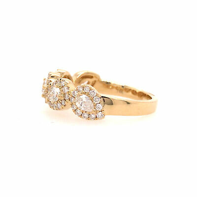 14K Five-Pear Shape Halo Band Yellow Gold
