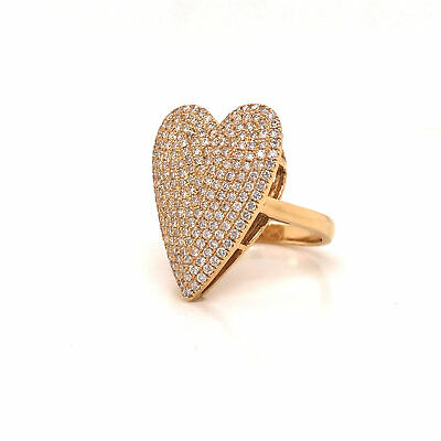 18K Diamond Pave Heart Ring Yellow Gold