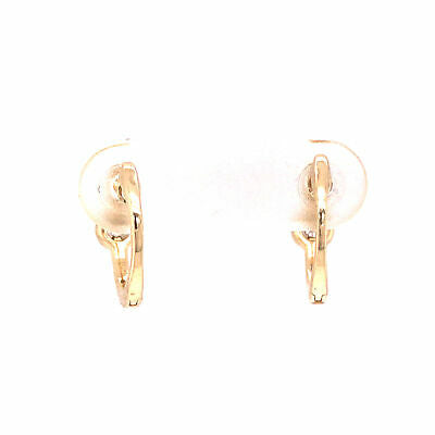 14K Diamond Huggie Earrings Yellow Gold