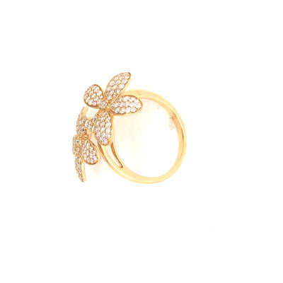18K Diamond Butterfly Ring Yellow Gold 1.09ctw