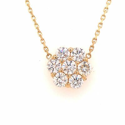14K Diamond Flower Cluster Diamond By The Yard Necklace Yellow Gold