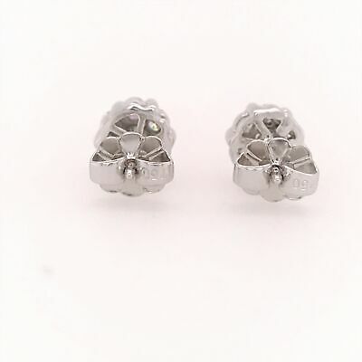 14K Diamond Pave Cluster Earrings White Gold