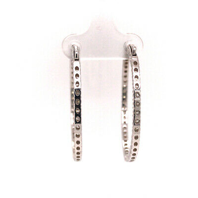 14K 2.75 Carat Diamond In/Out Hoop Earrings in White Gold