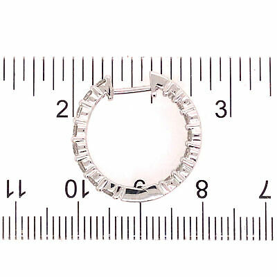 14K 2.0 Carat Diamond In/Out Hoop Earrings in White Gold