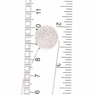 14K Pave Circle Disc Pendant Necklace White Gold 0.58ctw