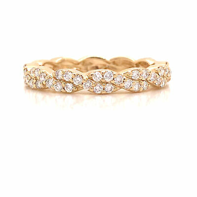 14K Diamond Twist Band Yellow Gold