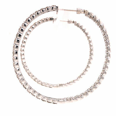 14K 7.28 Carat Diamond In/Out 2" Hoop Earrings White Gold