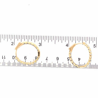 14K 1.91 Carat Diamond Oval In/Out Hoop Earrings Yellow Gold