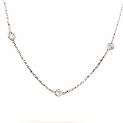 14K Diamond By The Yard Necklace White Gold