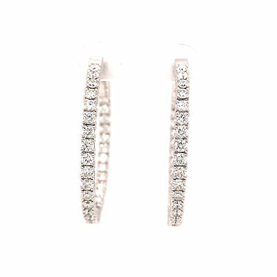 14K 2.78 Carat Diamond Flexible In/Out Hoop Earrings White Gold