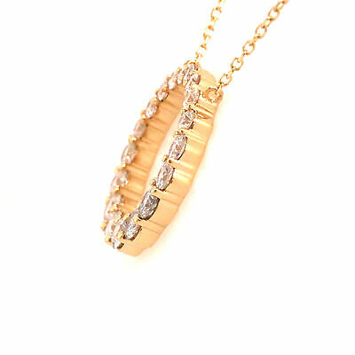 18K Diamond Circle Pendant Necklace Yellow Gold