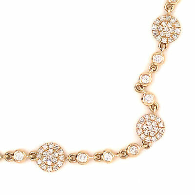 14K Diamond Pave Disc Chain Bracelet Yellow Gold