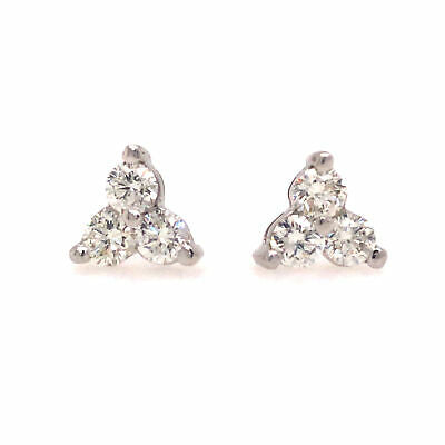 14K Diamond Three-Stone Cluster Earrings White Gold