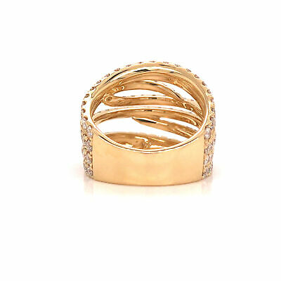 18K Diamond Crossover Band Yellow Gold
