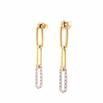 14K Pave Diamond Link Earring Two-Tone Gold