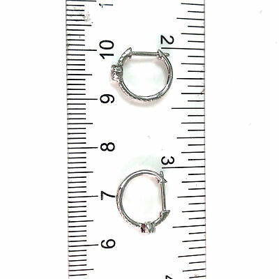 14K Diamond Huggie Earrings White Gold