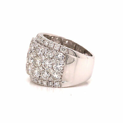 18K Wide 5-Row Diamond Band White Gold