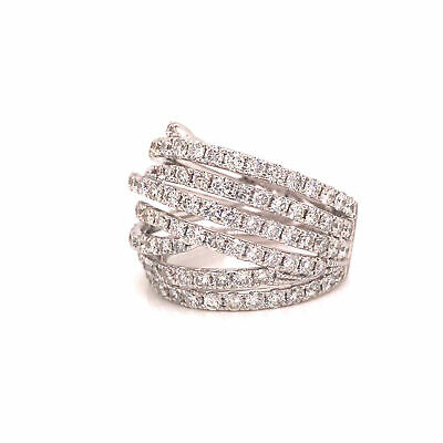 18K Diamond Crossover Band White Gold
