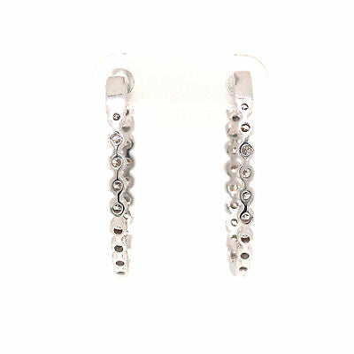 14K 2.0 Carat Diamond Oval In/Out Hoop Earrings White Gold
