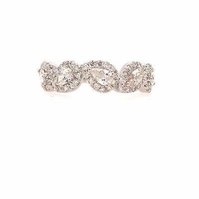 14K Pear Shape Halo Band in White Gold