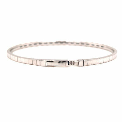 14K Emerald Diamond Flexible Bangle Bracelet White Gold
