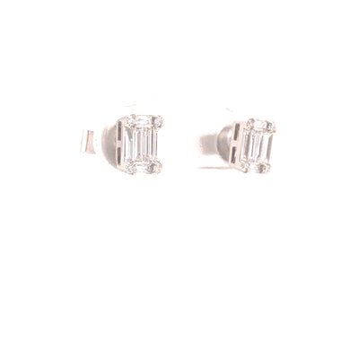 18K Baguette Diamond Cluster Earring White Gold