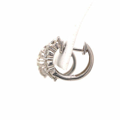 14K Diamond Huggie Earrings White Gold