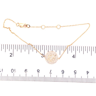 14K Diamond Pave Circle Disc Bracelet Yellow Gold