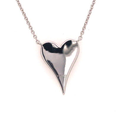 14K Diamond Pave Heart Necklace White Gold 0.17ctw