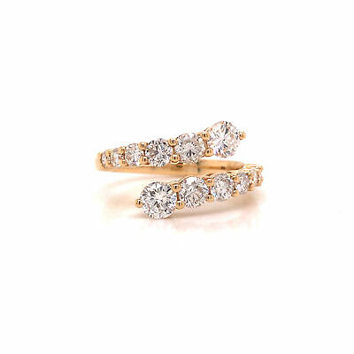 18K Diamond Graduated Double Row Band Yellow Gold
