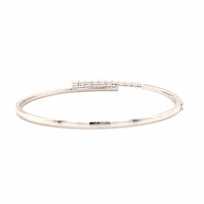 18K Baguette and Round Diamond Bangle White Gold