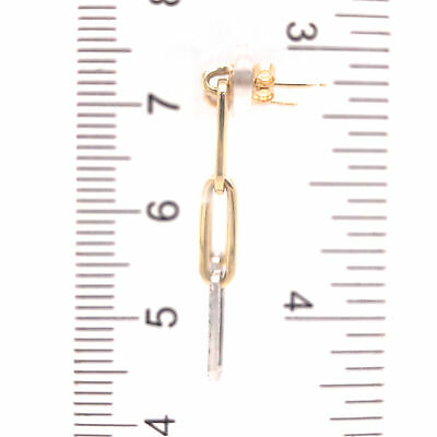 14K Pave Diamond Link Earring Two-Tone Gold