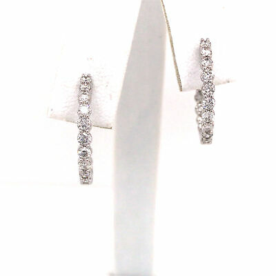 14K Diamond In/Out Hoops White Gold