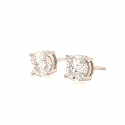 14K Pie Cut Diamond Stud Earrings White Gold