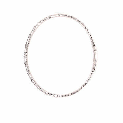 14K Diamond Flexible Bangle White Gold