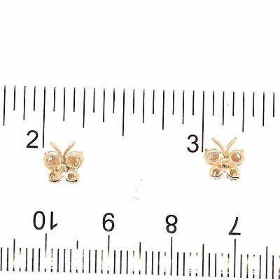 14K Diamond Butterfly Earrings Yellow Gold