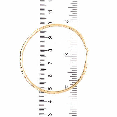 14K Thin In/Out Diamond Hoops Yellow Gold