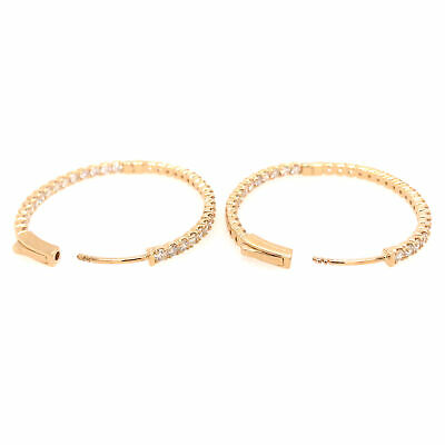 14K 2.28 Carat Diamond Oval In/Out Hoop Earrings Yellow Gold