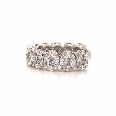 18K Marquise and Princess Diamond Oval Cluster Eternity Band White Gold