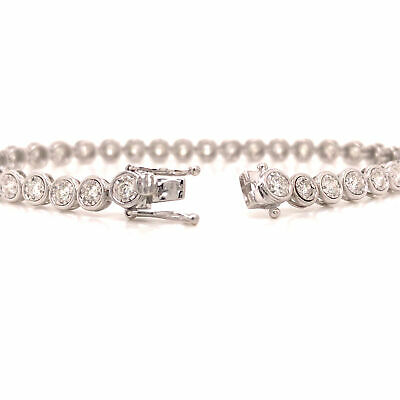 14K Diamond Bezel Tennis Bracelet White Gold