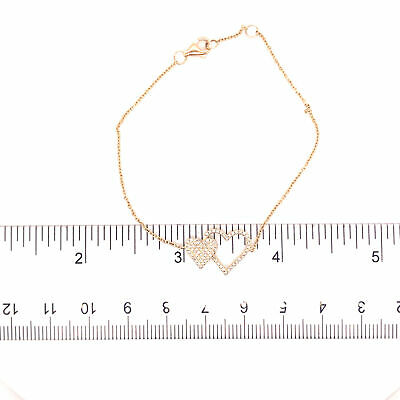 14K Diamond Double Heart Bracelet Yellow Gold