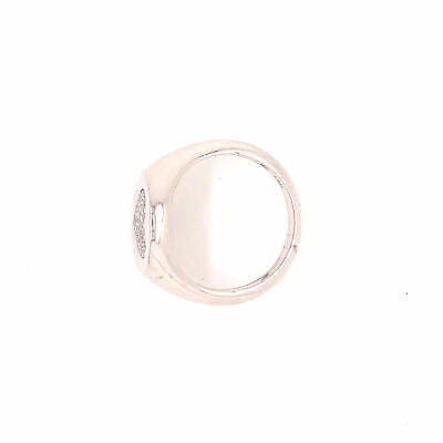 14K Diamond Pave Heart Signet Pinky Ring White Gold