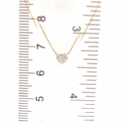 14K Diamond Cluster Heart Pendant Yellow Gold