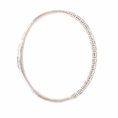14K Emerald Diamond Flexible Bangle Bracelet White Gold
