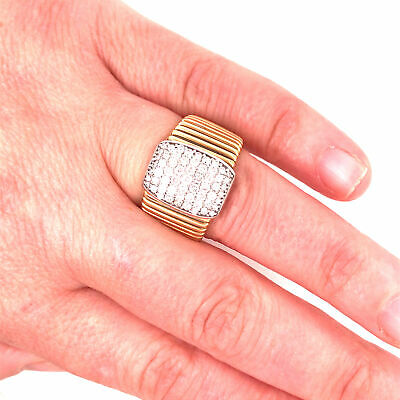 14K Wide Diamond Pave Cluster Band Two-Tone Gold