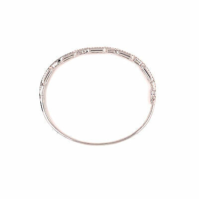 14K Diamond Link Bangle Bracelet White Gold