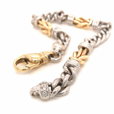 14K Two-Tone Gold Diamond Chain Bracelet