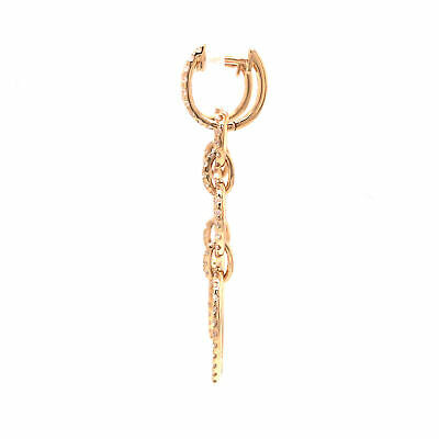 14K Diamond Oval Link Drop Earrings Yellow Gold